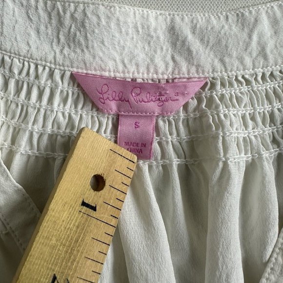 Lilly Pulitzer White‎ 100% Silk V-Neck Long Sleeve Blouse Top Size Small Womens - Picture 7 of 8